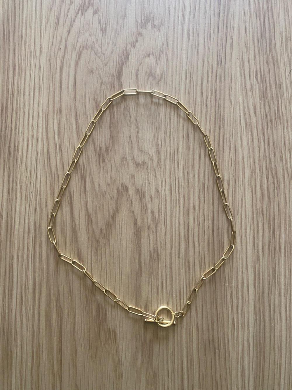 Atolea Gold Paperclip Necklace with Toggle Clasp